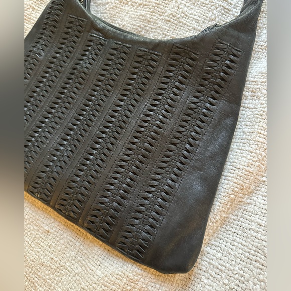 Lilla Lane Black Leather Shoulder Bag Vintage - Picture 2 of 13